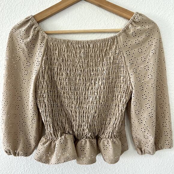 Urban Romantics Eyelet Cropped Top - Small - Cottagecore Y2K Milkmaid Coquette - Picture 5 of 7